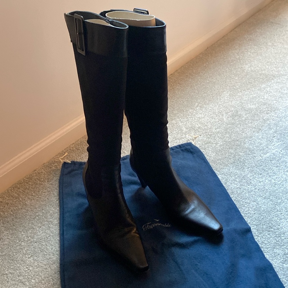Faconnable Italian Black Tall Boots